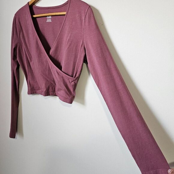 EUC LIKE NEW PINK VICTORIA'S SECRET MAEVE SURPLICE SEMI CROP LONGSLEEVES TOP S - Picture 2 of 16